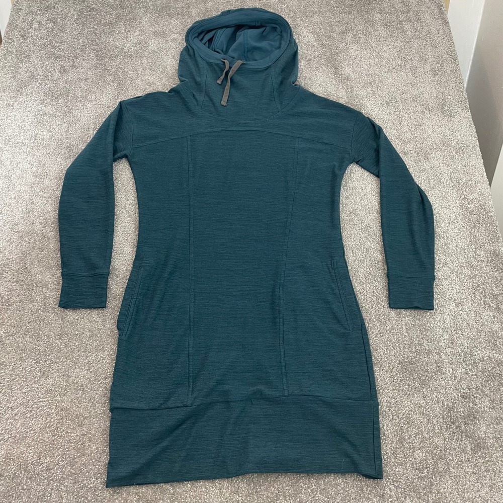 Toad Co Dress Womens Extra Small Intermosso Hooded Cowl Neck Long Sleeve Teal